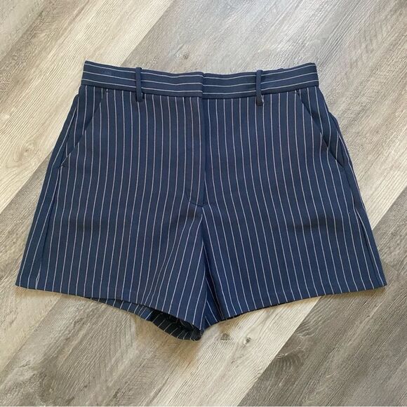 Abercrombie & Fitch High Rise Shorts Navy Stripe Large Preppy - Picture 3 of 10